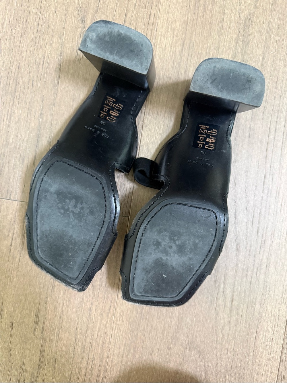 rag & bone Colt Sandals Black Minimalist Leather Suede Heels 38 - Picture 5 of 7